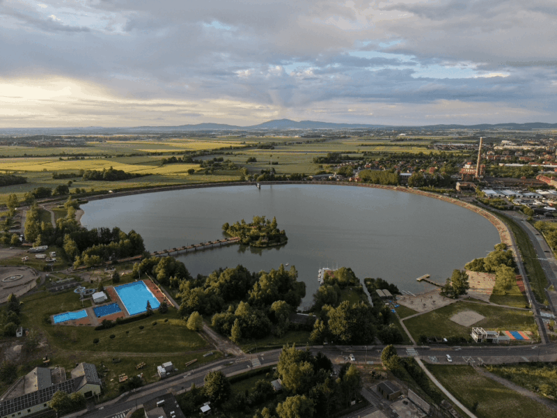 Widok z lotu ptaka na Camping Sudety w Bielawie