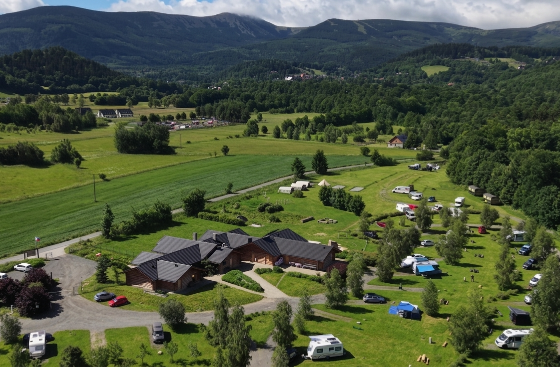 Widok kempingu z lotu ptaka
