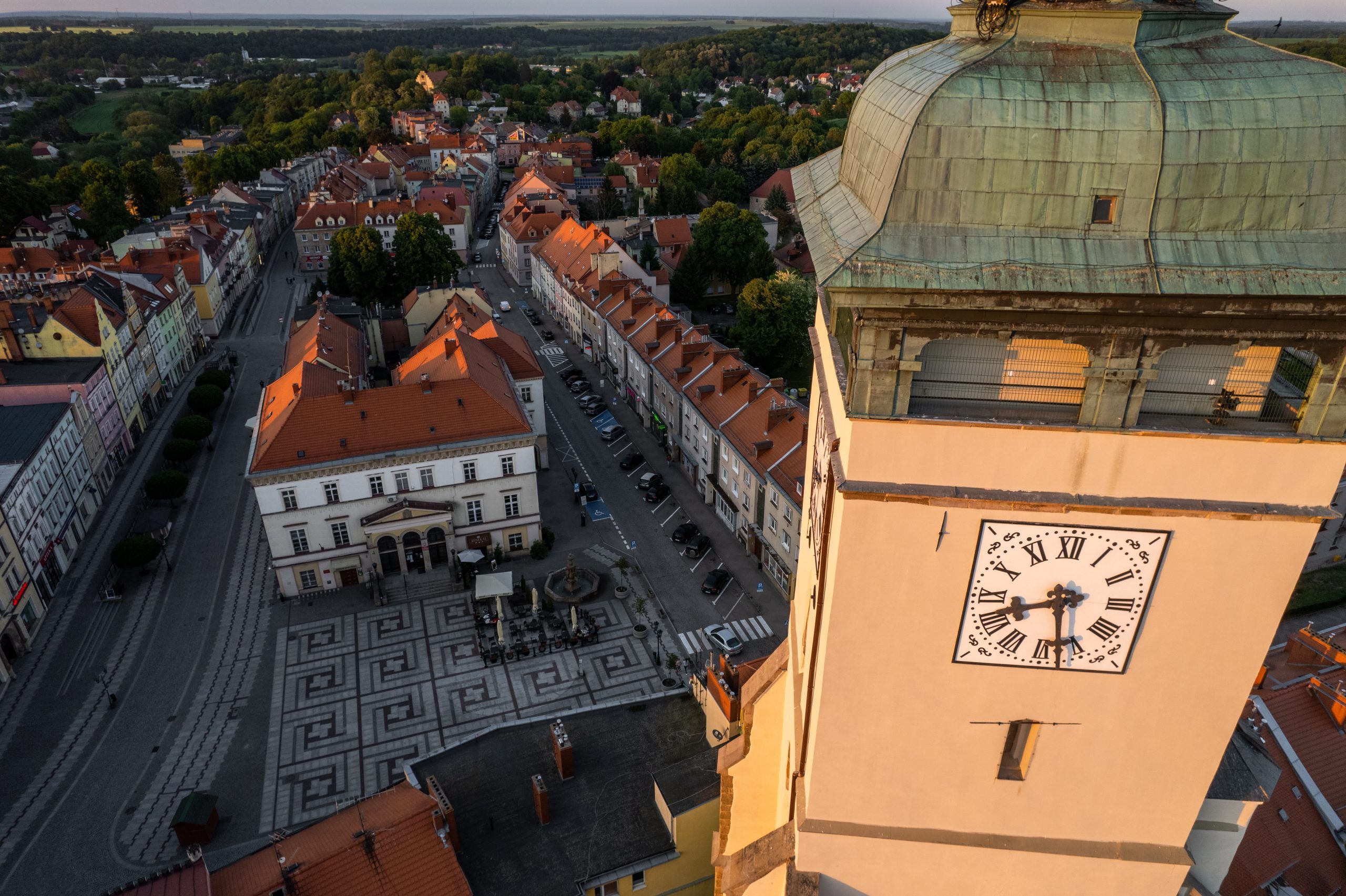 Widok z drona na Centrum Złotoryi