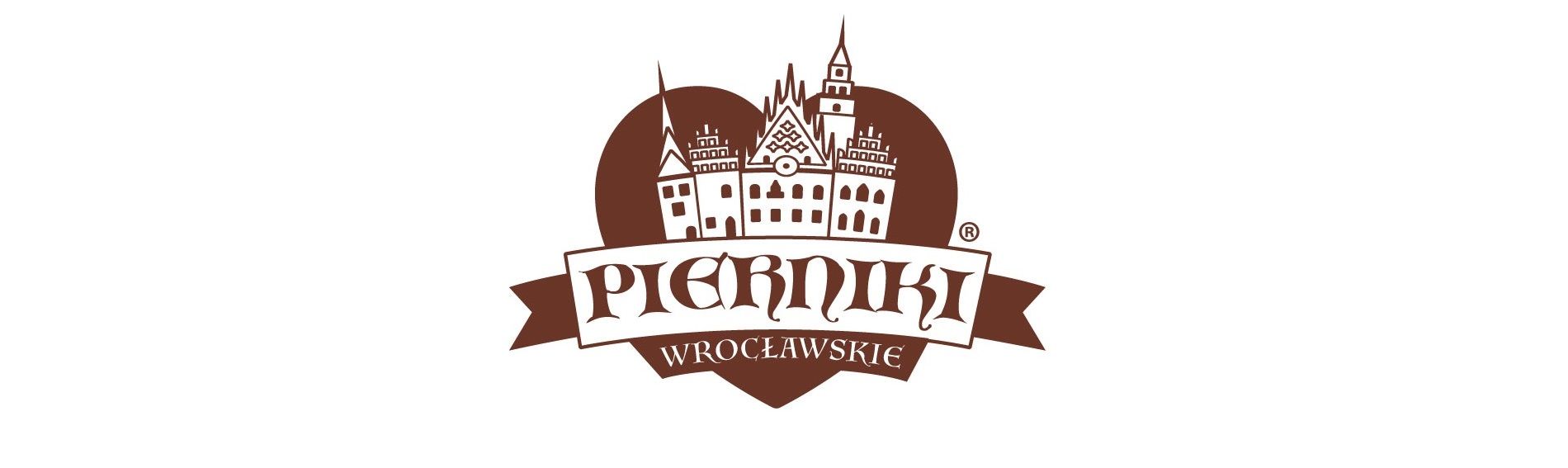 Napis "Pierniki Wrocławskie" w sercu, na białym tle.