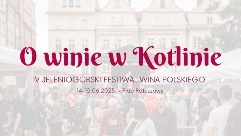 Grafika ilustracyjna z napisem O winie w Kotlinie