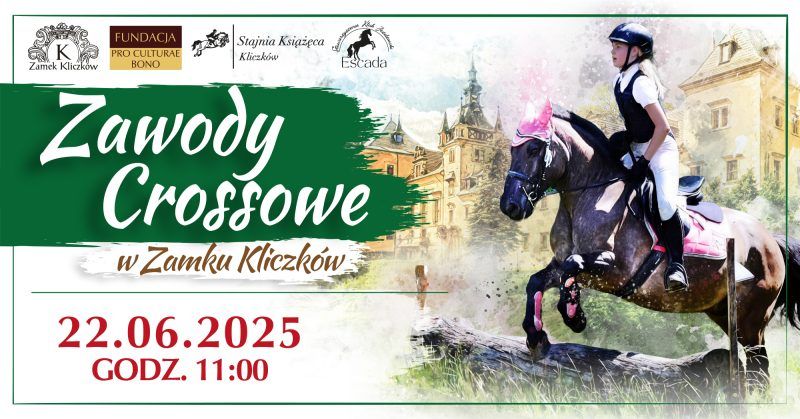 Grafika promocyjna Zawody Crossowe w Zamku Kliczków w 2025 roku