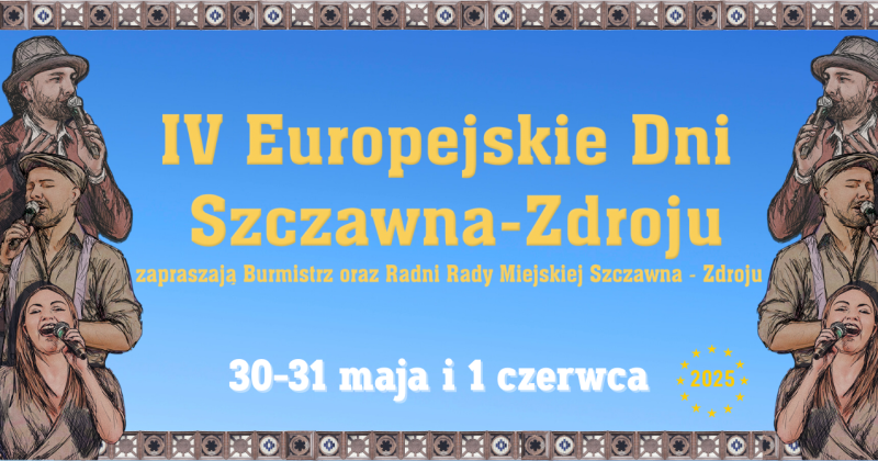 Grafika promocyjna zapraszająca na IV Europejskie Dni Szczawna-Zdroju w 2025 r.