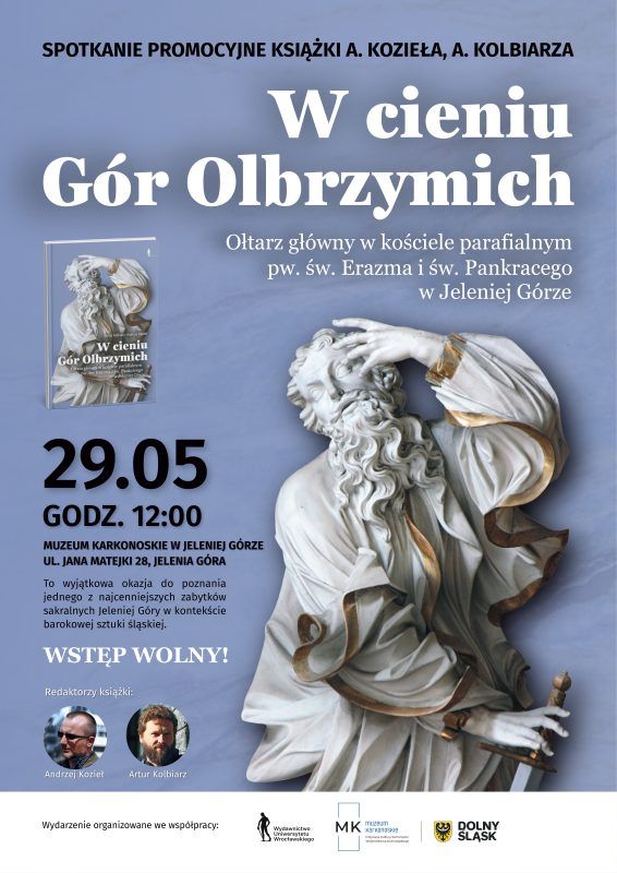 Plakat promujący wydarzenie Promocja książki - W Cieniu Gór Olbrzymich