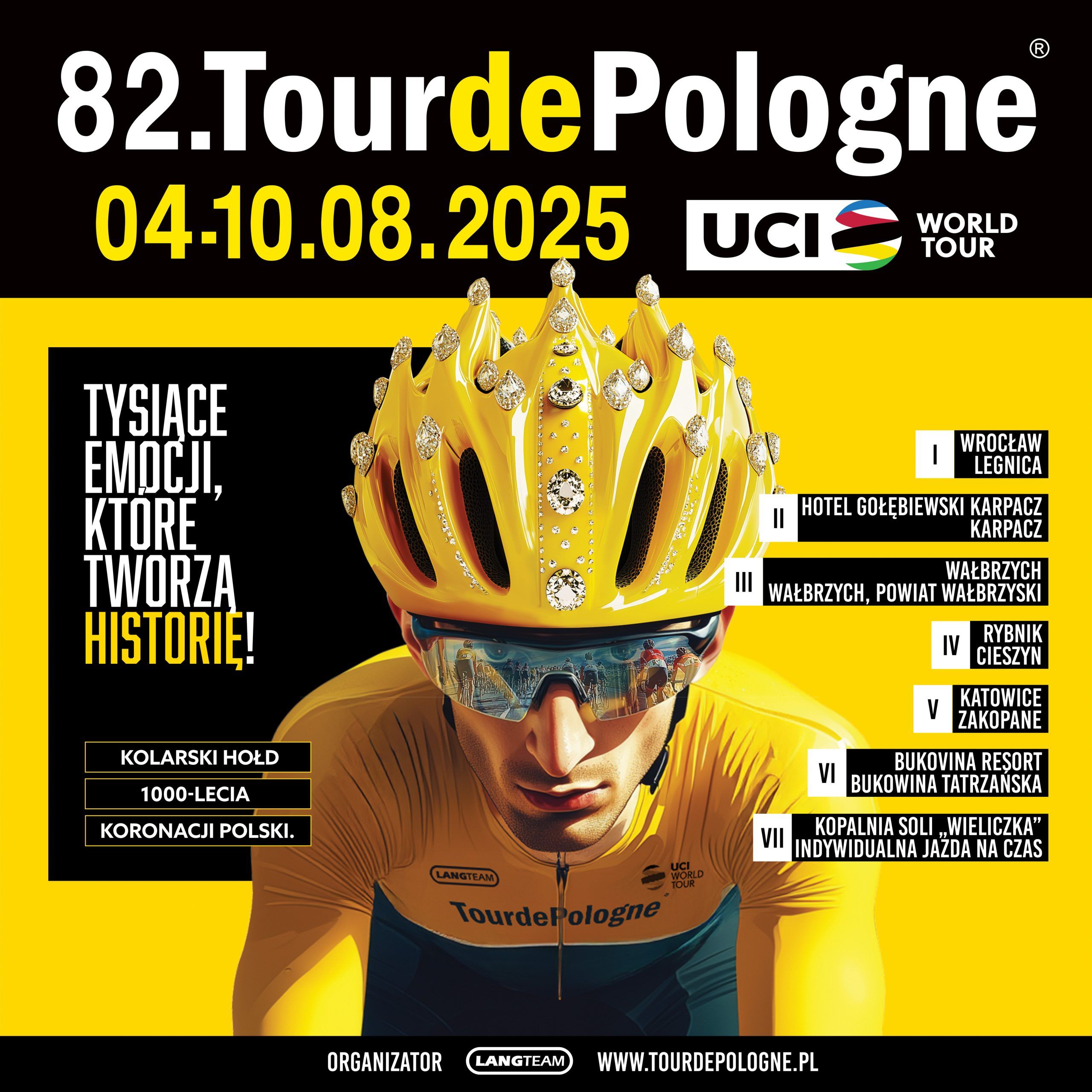 Grafika ilustracyjna wyścigu rowerowego Tour De Pologne 2025