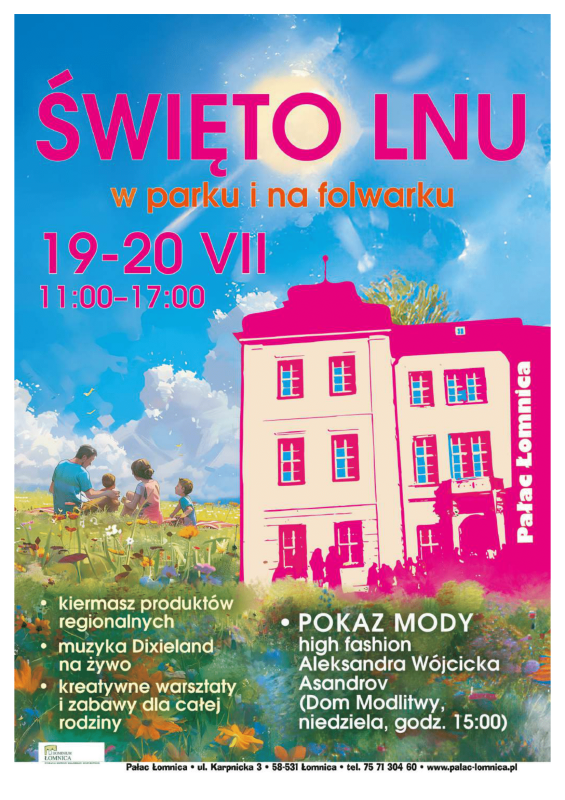 Plakat wydarzenia w Pałacu Łomnica w dniach 19-20 lipca 2025