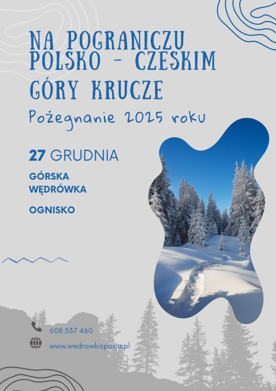 Plakat wędrówki górskiej w okresie świątecznym na Dolnym Śląsku