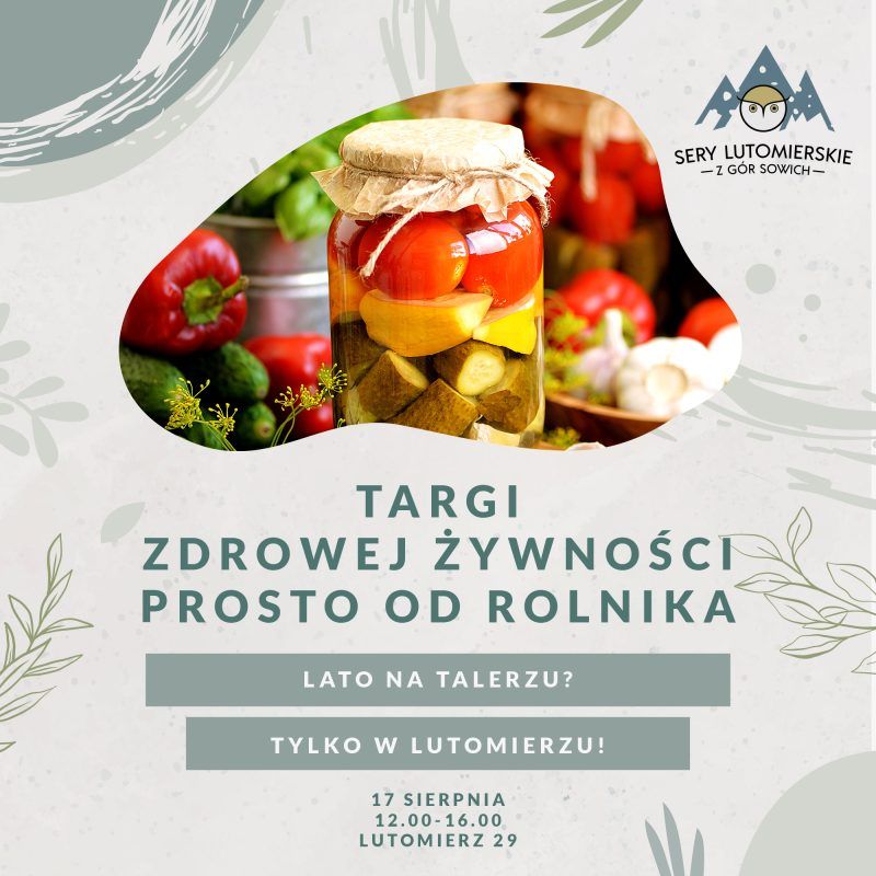 szary plakat z kolorowym zdjęciem pośrodku na którym widać elegancki słoik wypełniony warzywami