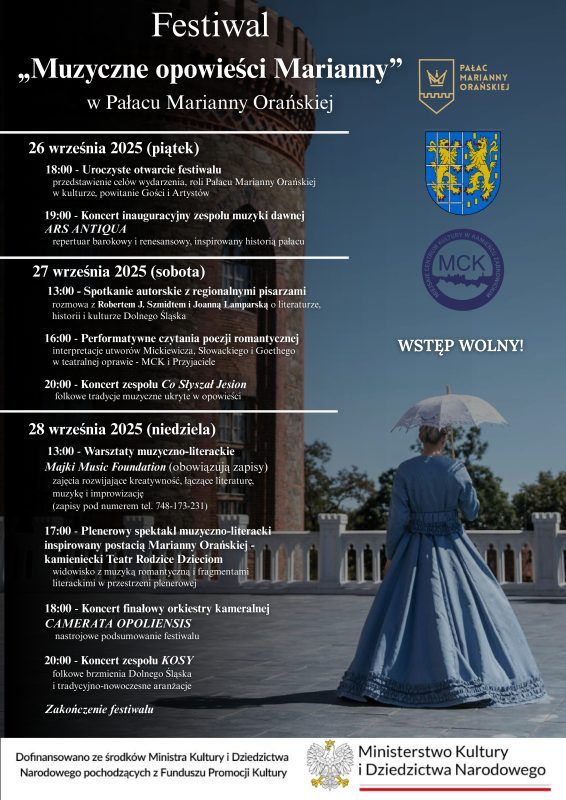 Plakat promujący wydarzenie w Pałacu Marianny Orańskiej w 2025 roku