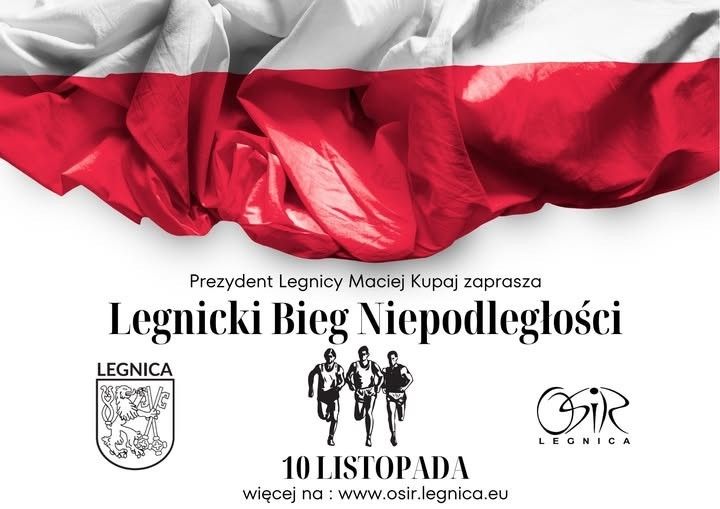Grafika promocyjna legnickiego biegu niepodległości z 2025 roku
