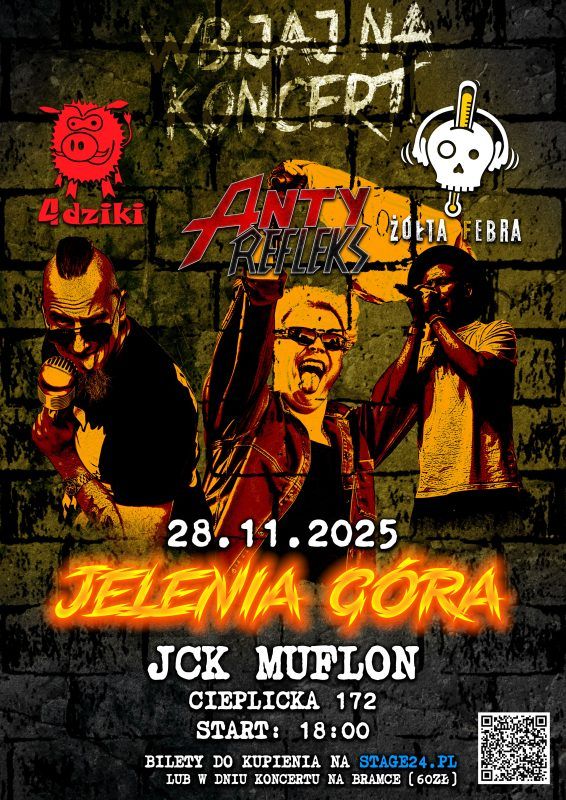 Plakat koncertu rockowego w jeleniogórskim domu kultury w 2025 roku