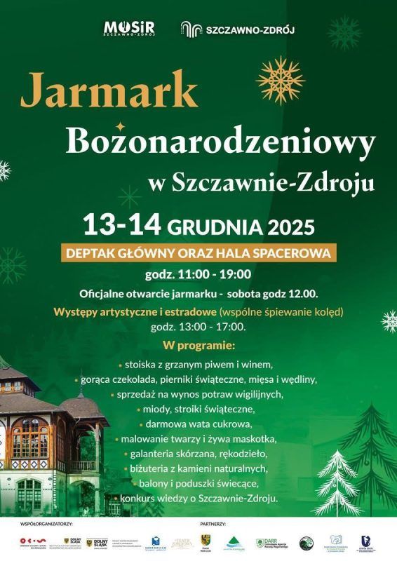 Plakat jarmarku bożonarodzeniowego w Szaczawnie-Zdroju