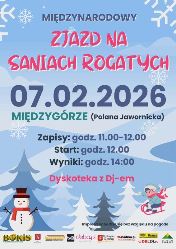 plakat wydarzenia Zjazd na Sanaich Rogatych w Międzygórzy w 2026 roku