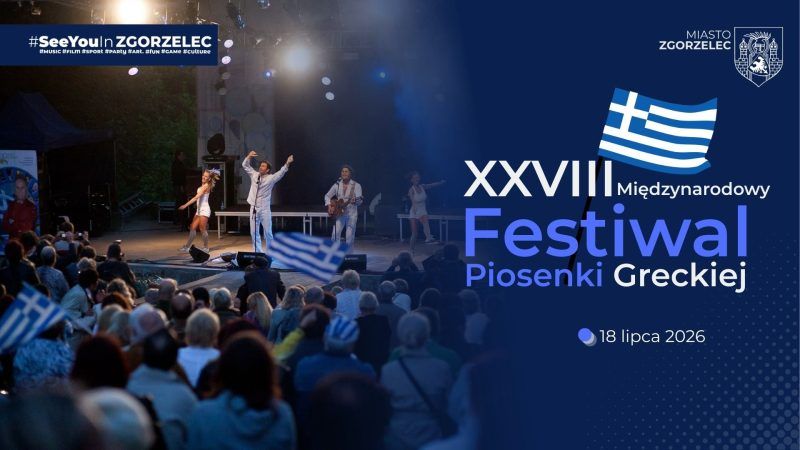 Grafika promocyjna Festiwalu Muzyki Greckiej w Zgorzelcu w 2026 roku