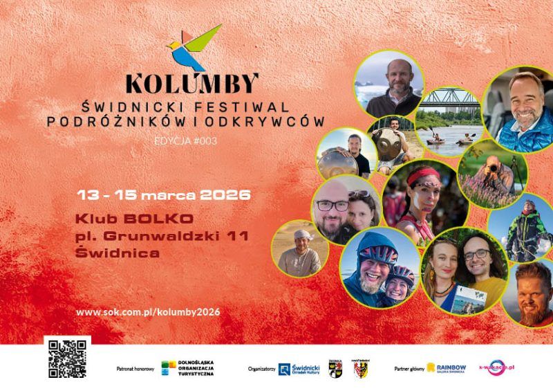 Grafika promocyjna wydarzenia Świdnicki Festiwal Podróżników i Odkrywców Kolumby