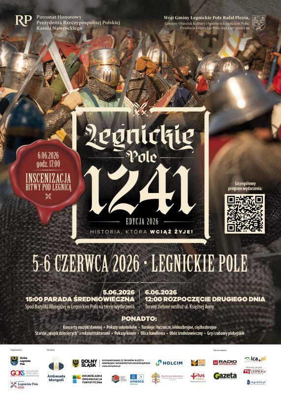 Plakat promujący wydarzenie Legnickie Pole 1241 w 2026 roku