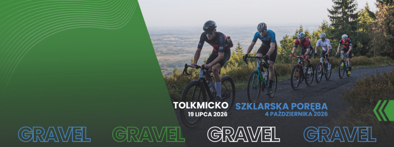 Grafika promująca wyścigi kolarskie Garmin Gravel Race w Szklarskiej Porębie w 2026 roku