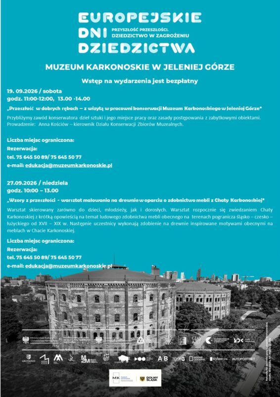 Plakat z zaproszeniem na wydarzenia w ramach Europejskich Dni Dziedzictwa