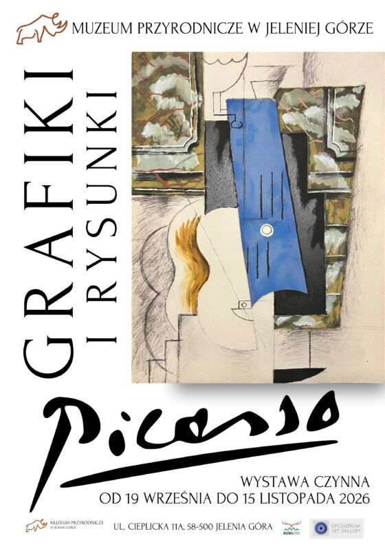 Grafika promocyjna wystawy prac P. Picasso w Muzeum Przyrodniczym w Jeleniej Górze