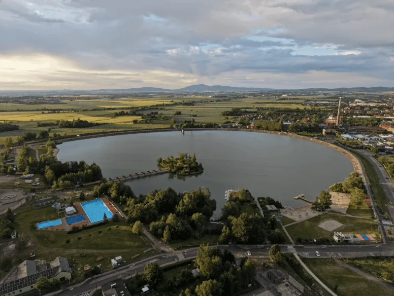 Widok z lotu ptaka na Camping Sudety w Bielawie