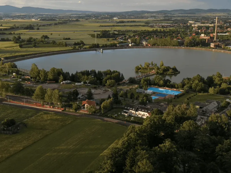 Widok z lotu ptaka na Camping Sudety w Bielawie