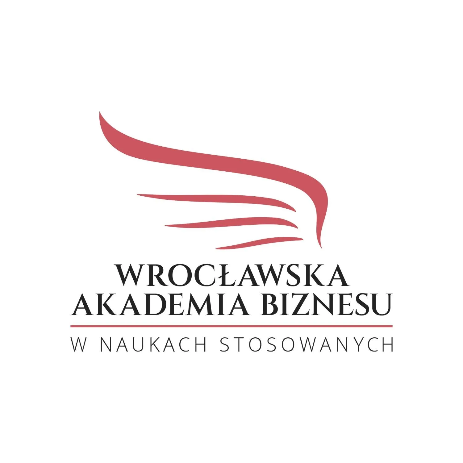Logo uczelni przedstawiające czerwone skrzydło oraz pod nim znajduję się pełna nazwa uczelni