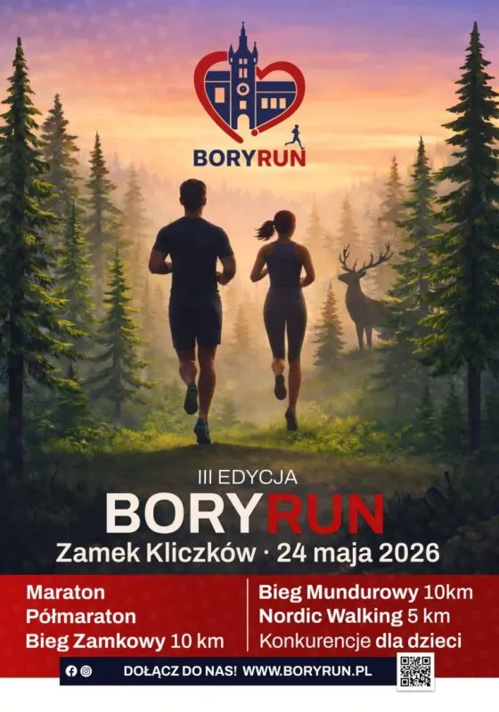 Plakat wydarzenia biegowego w Zamku Kliczków