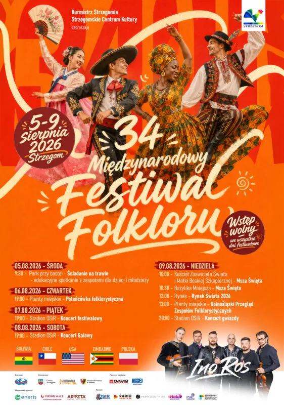 Plakat Strzegomskiego Międzynarodowego Festiwalu Folkloru w 2026 roku