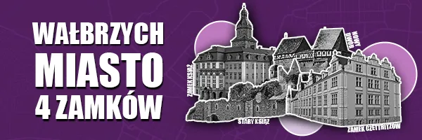 Grafika ilustracyjna Wałbrzych miasto 4 zamków