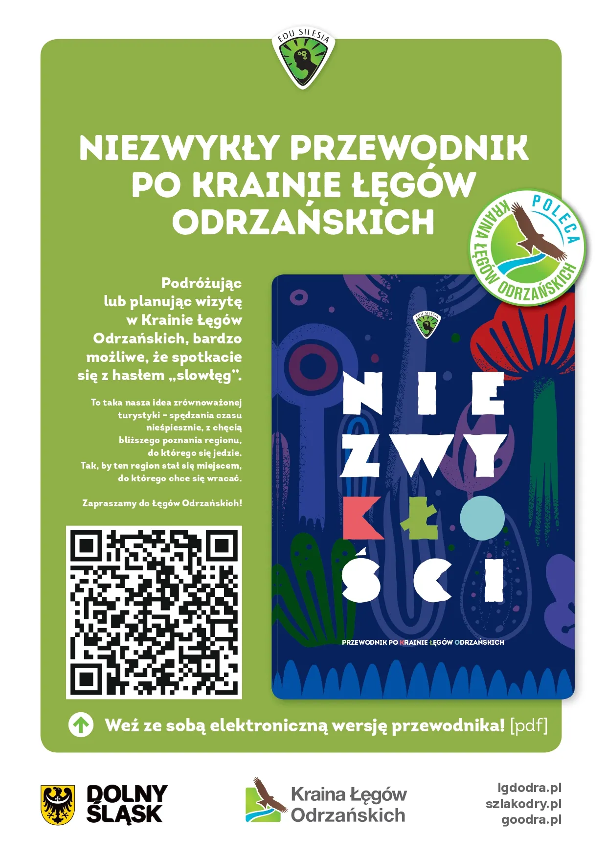 Grafika promocyjna przewodnika po LGD Kraina Łęgów Odrzańskich Szlak Odry